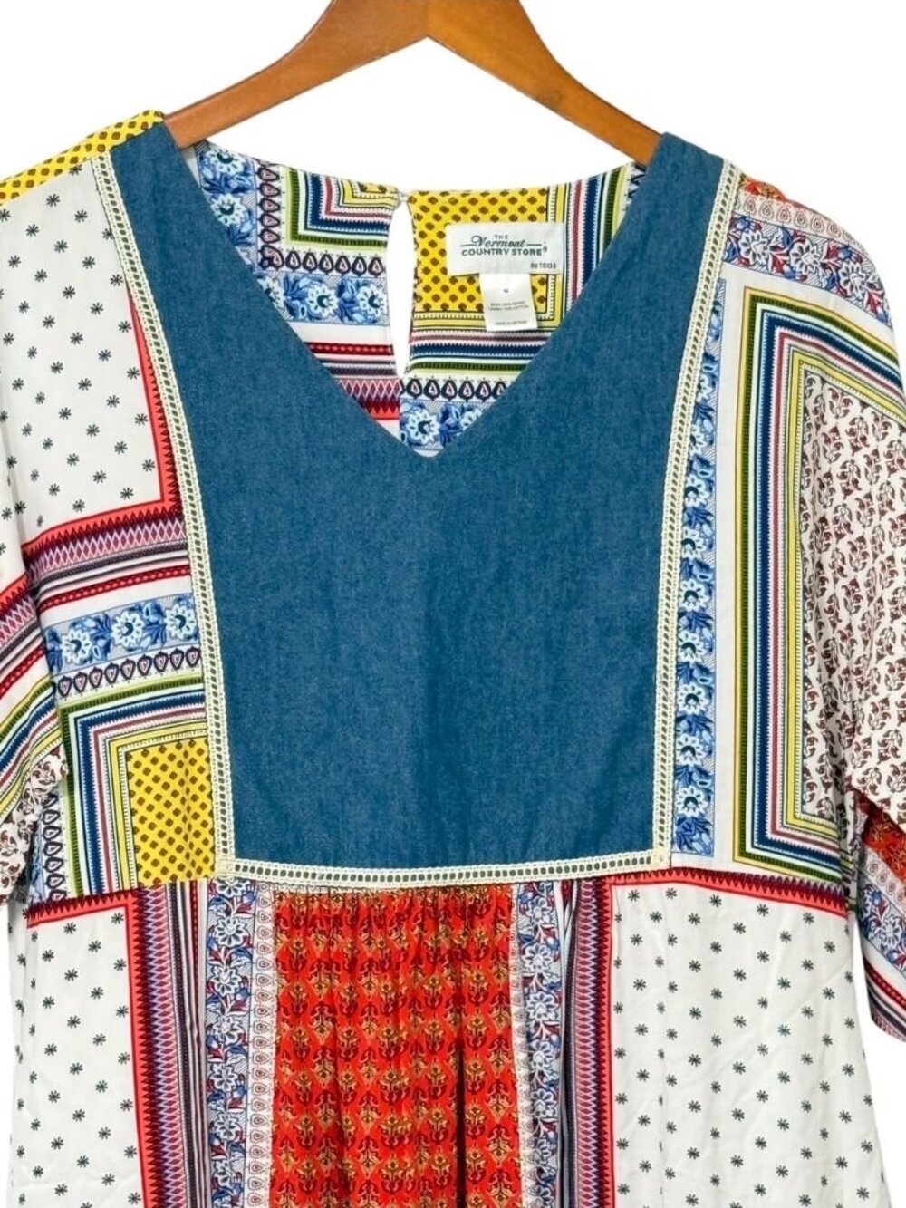 The Vermont Country Store Women's Patchwork Dress Multicolor Pockets Boho Size M - Picture 3 of 11